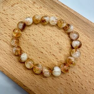Citrine Bracelet, 10mm Beads, Stretchy 16cm